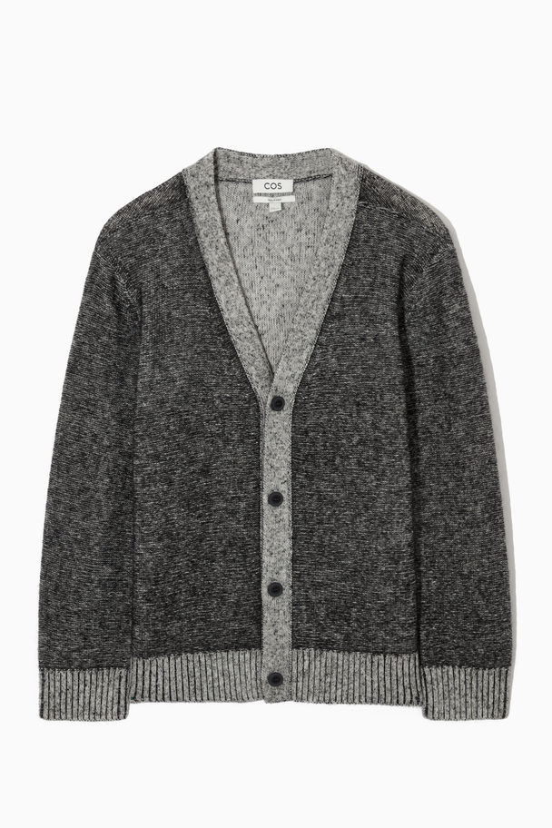 COS Contrast-trim Wool-blend Cardigan Grey