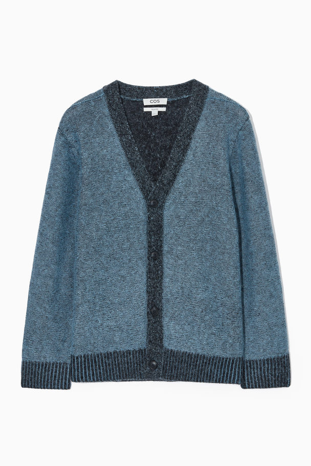 COS Contrast-trim Wool-blend Cardigan Blue