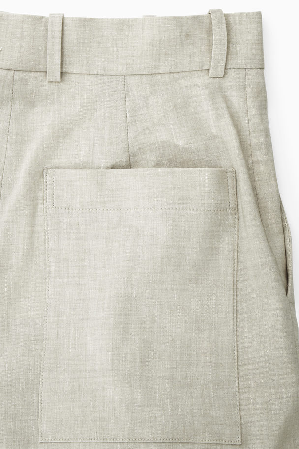 COS Linen-blend Wide-leg Tailored Trousers Beige