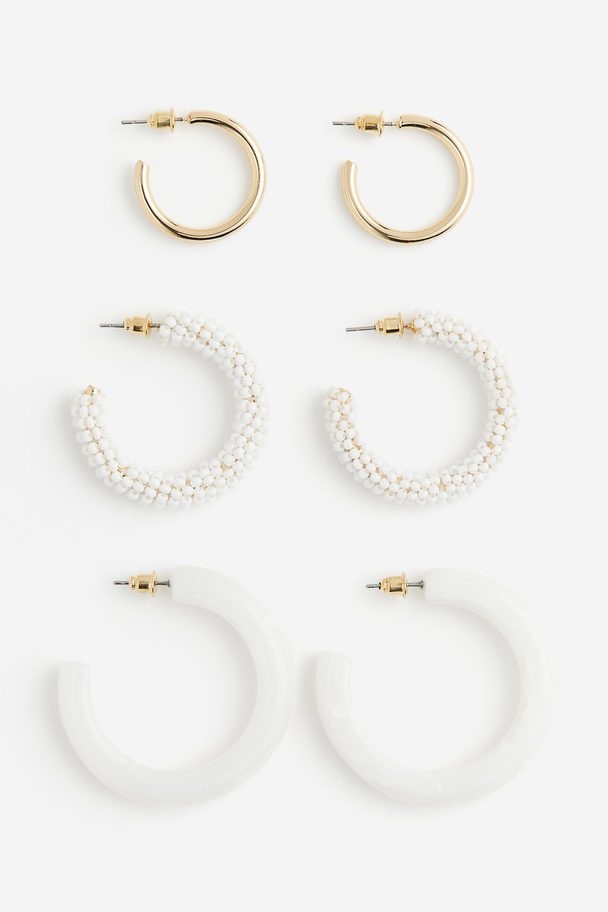 H&M 3-pack Hoop Earrings White