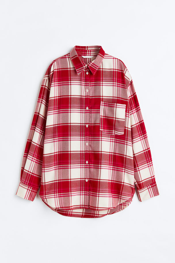 H&M Oversized Flannel Shirt Red/checked