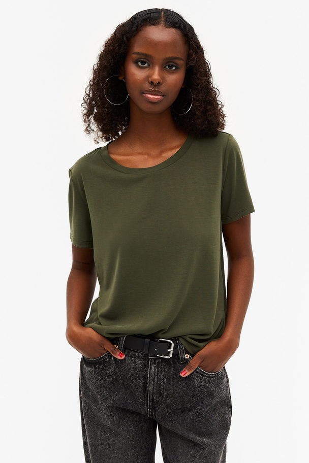 Monki Soft T-shirt Dark Green