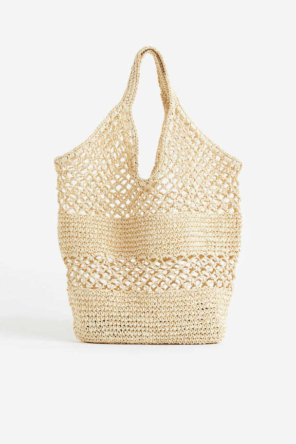 H&M Crochet-look Shopper Light Beige