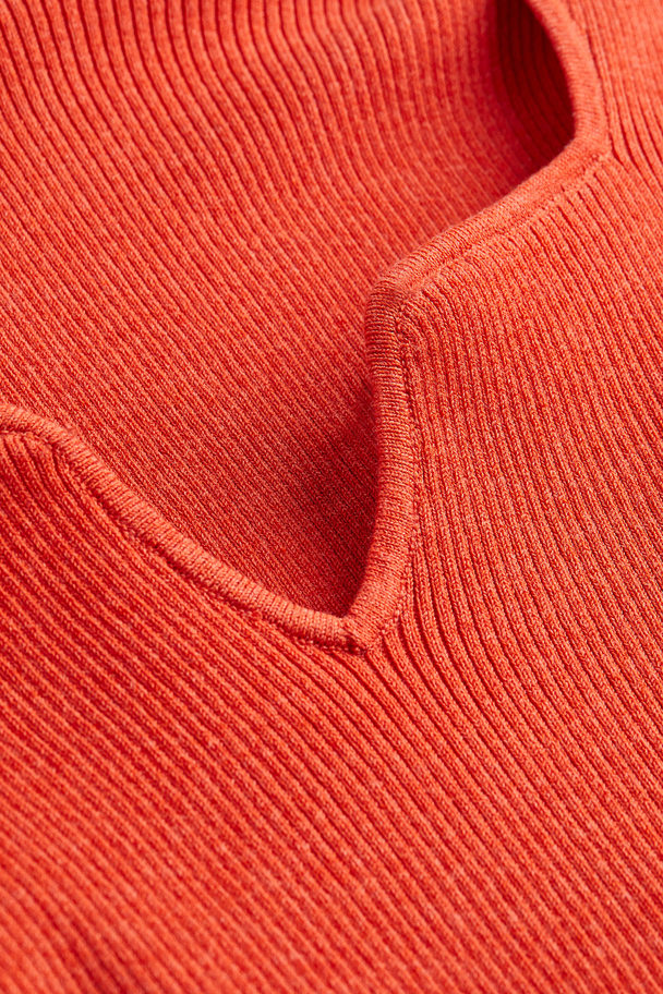 H&M Geripptes Strickshirt Rot