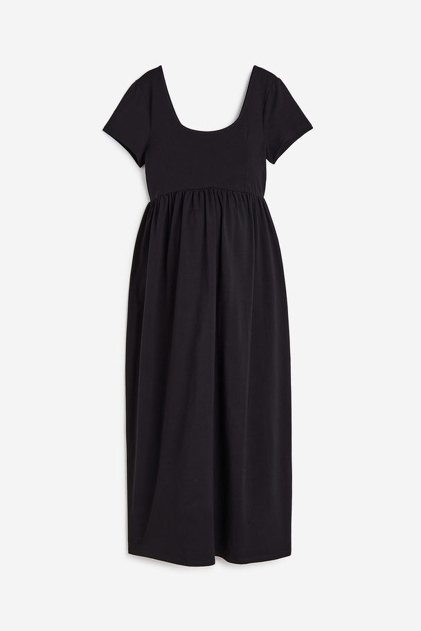 H&M MAMA Jerseykleid mit eckigem Ausschnitt Schwarz