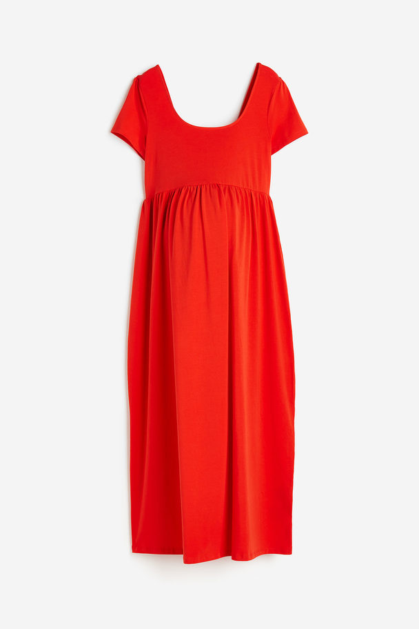 H&M Mama Square-neck Jersey Dress Red