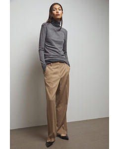 Tailored Twill Trousers Beige
