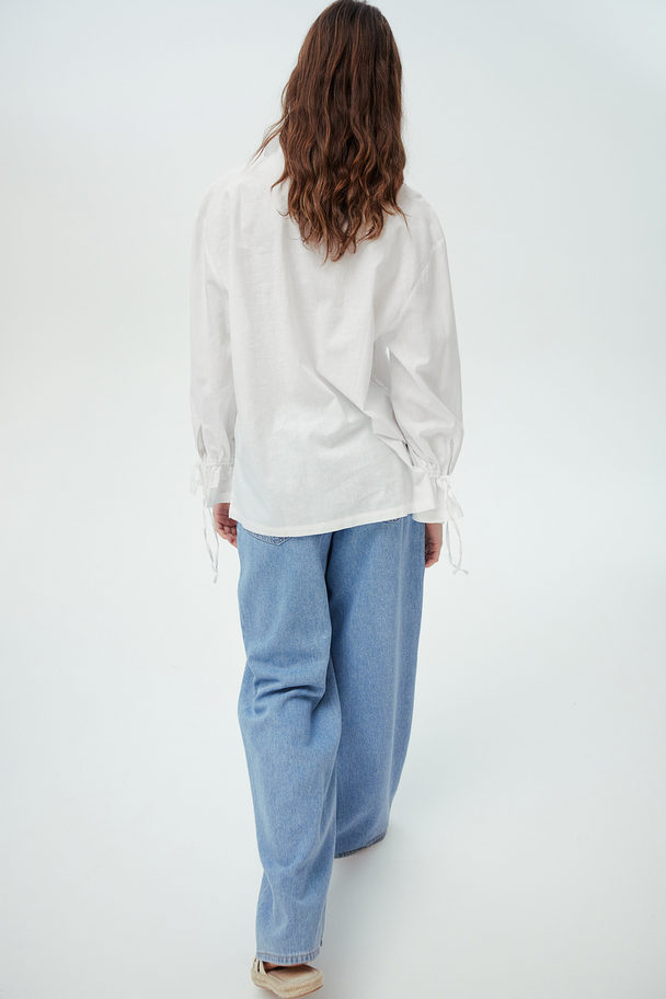 H&M Linen-blend Blouse White