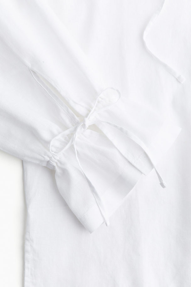 H&M Bluse aus Leinenmix Weiß
