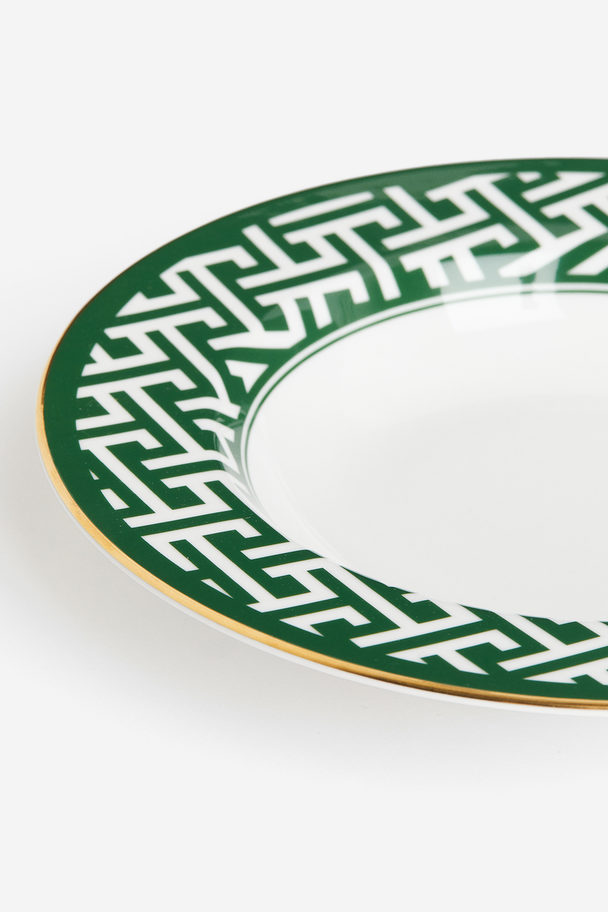 H&M HOME Deep Porcelain Plate Green/patterned