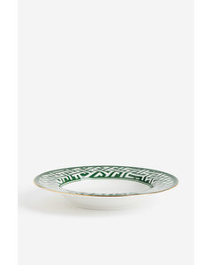 Deep Porcelain Plate Green/patterned