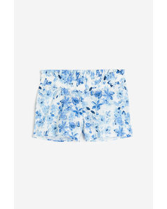 Mama Broderie Anglaise Shorts White/blue Floral