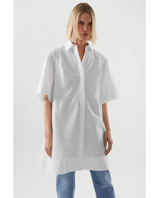 COS Oversized Short-sleeve Shirt Dress White