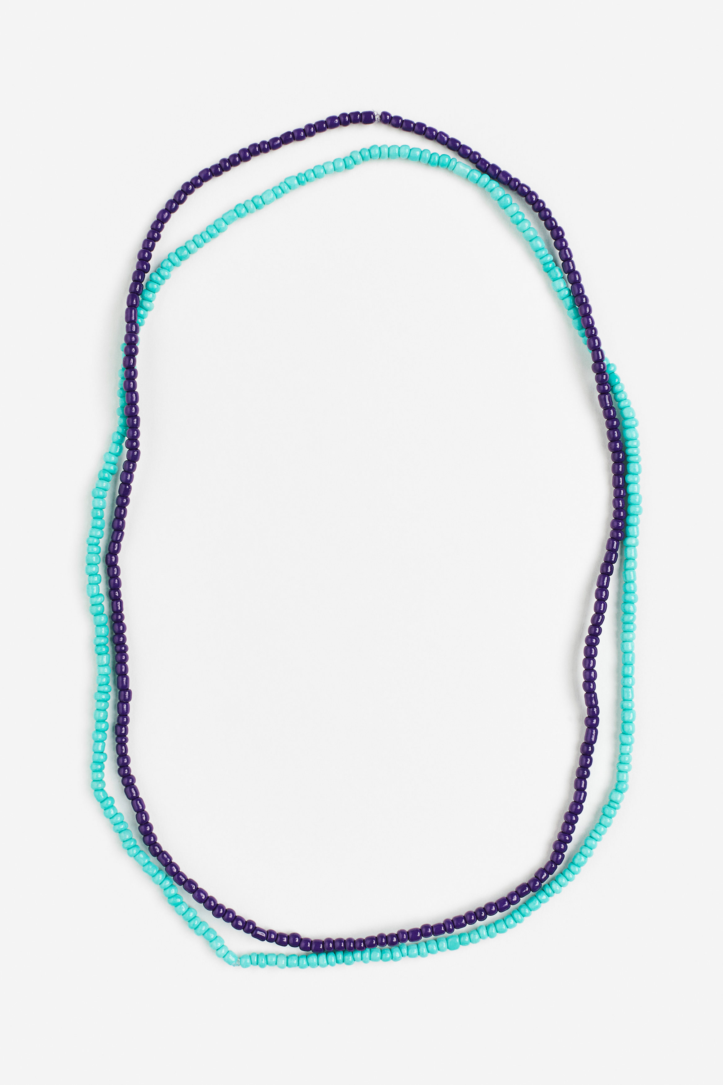 Billede af H&M 2-pak Halskæde Med Perler Turkis/mørklilla, Halskæder. Farve: Turquoise/dark purple I størrelse Onesize