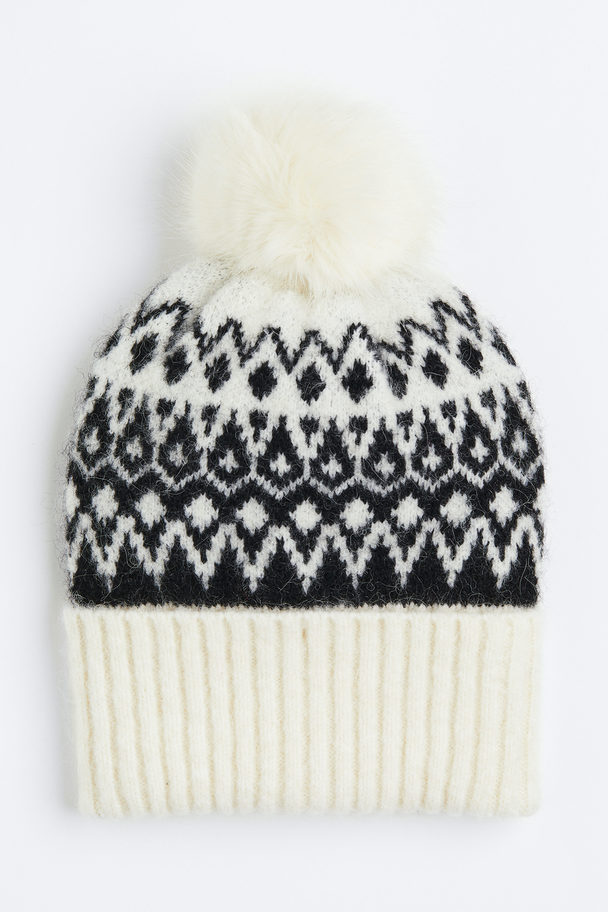 H&M Jacquard-knit Hat Cream/patterned