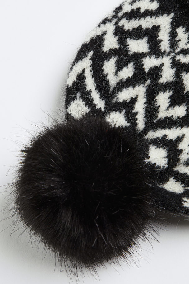 H&M Jacquard-knit Hat Black/patterned