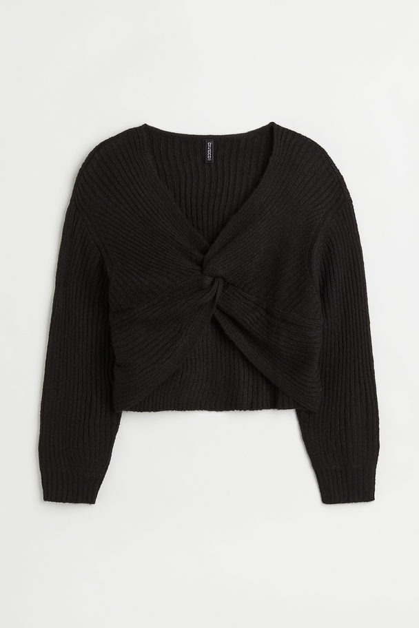 H&M H&m+ Knot-detail Knitted Jumper Black