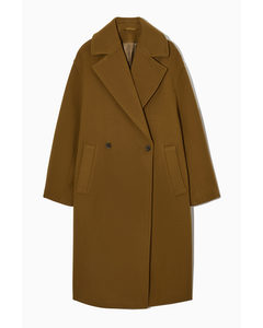 Oversized Double-breasted Wool Coat Brown