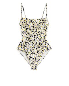 Square-neck Swimsuit Blue/white/yellow