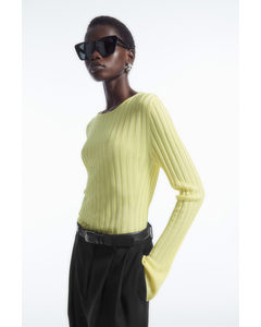 Rib-knit Long-sleeved Top Yellow