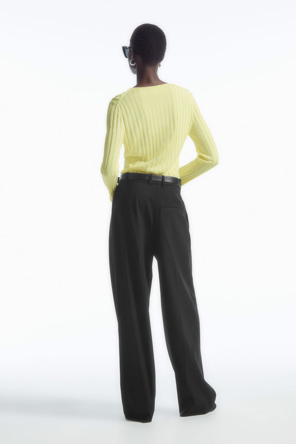 COS Rib-knit Long-sleeved Top Yellow