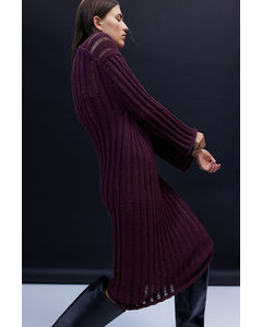 Rib-knit Dress Burgundy