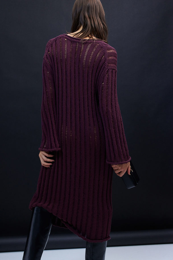 H&M Rib-knit Dress Burgundy