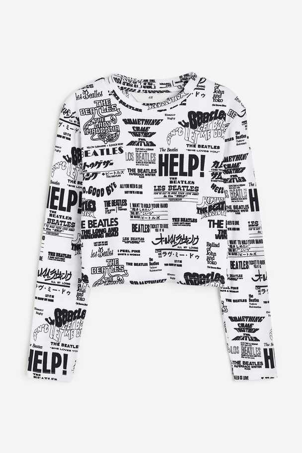 H&M Jerseytop Med Tryk Hvid/the Beatles