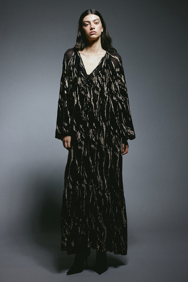 H&M Patterned Maxi Dress Black/patterned