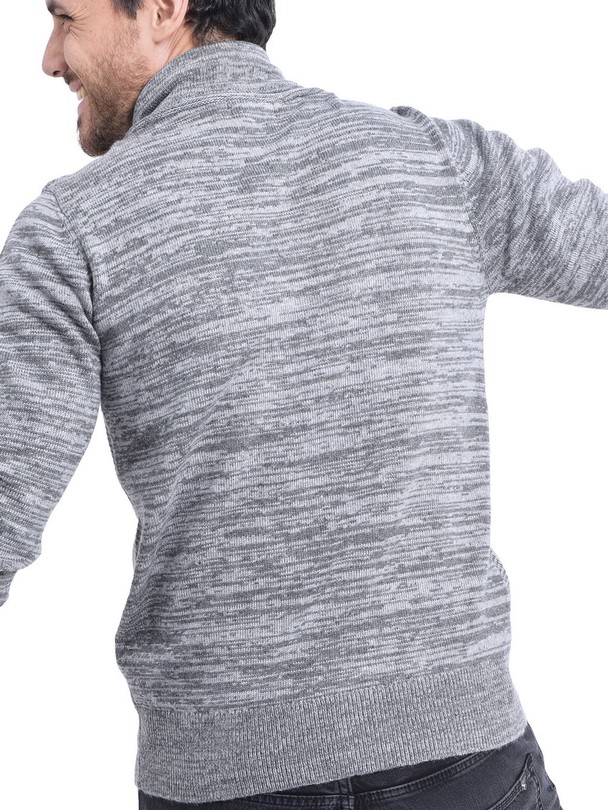 C&Jo Jacquard Shawl Collar Sweater With Long Sleeve Lace