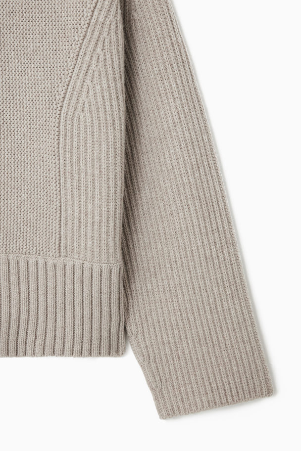 COS Chunky Panelled Wool Jumper Light Beige