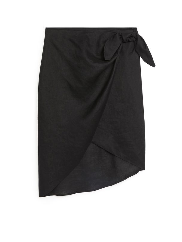 ARKET Wrap Linen Skirt Black