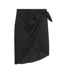 Wrap Linen Skirt Black