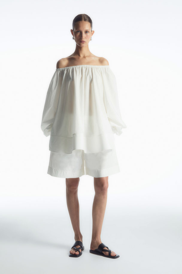 COS Gathered Drawstring Shorts White