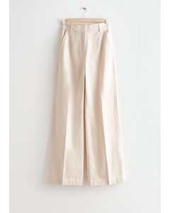 Wide Flared Trousers Cream