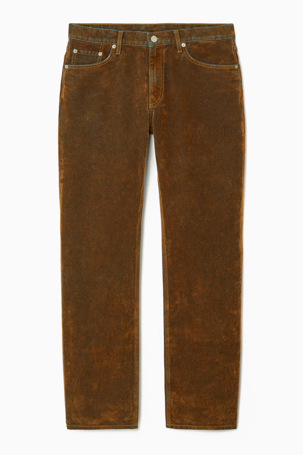 COS Amp Flocked-denim Jeans - Straight Rust Brown