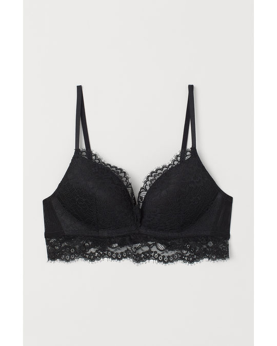 H&M Non-wired Lace Push-up Bra Black