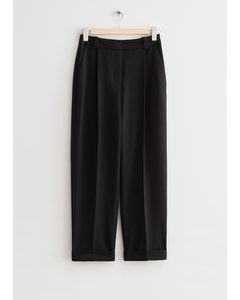 Tapered High Waist Trousers Black