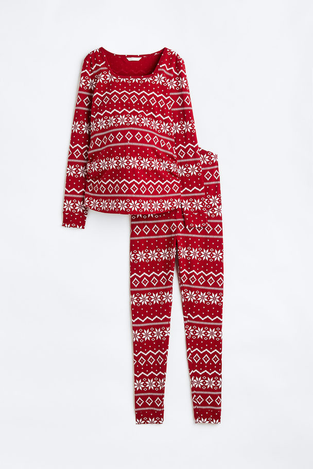 H&M MAMA Schlafanzug Rot/Gemustert