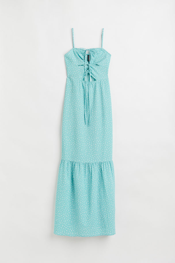 H&M Long Cut-out Dress Light Turquoise/floral