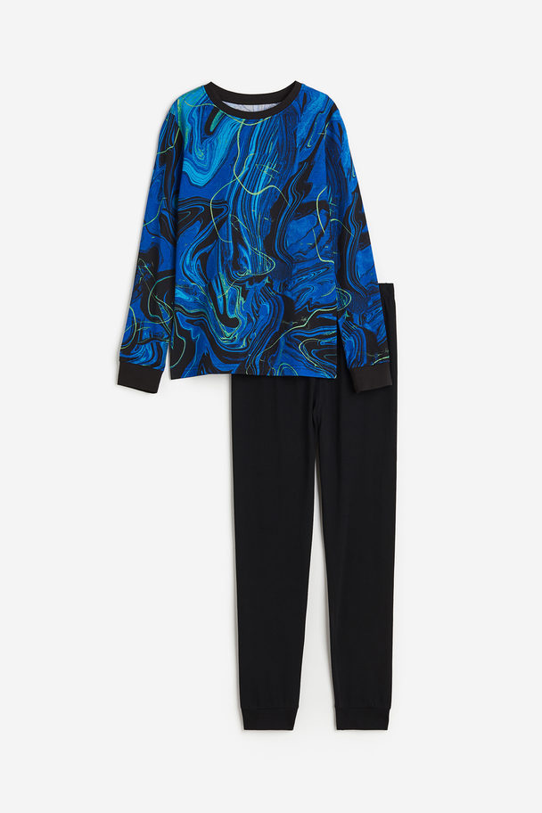 H&M Jersey Pyjamas Bright Blue/patterned