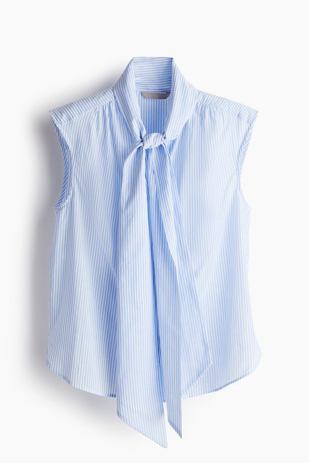 H&M Bluse mit Bindebändern Blau/Weiß gestreift