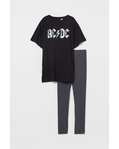 Printed Pyjamas Black/ac/dc