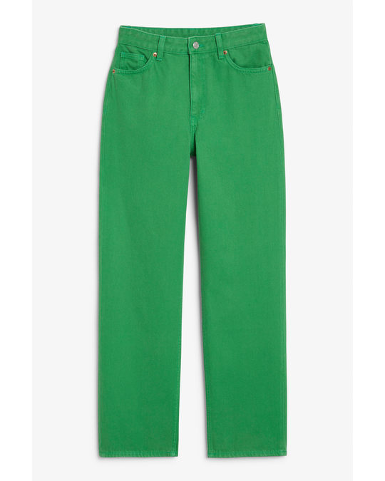 Monki Taiki Straight Leg Green Jeans Green
