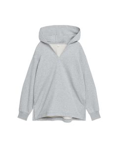 Kapuzen-Sweatshirt mit V-Ausschnitt Graumeliert