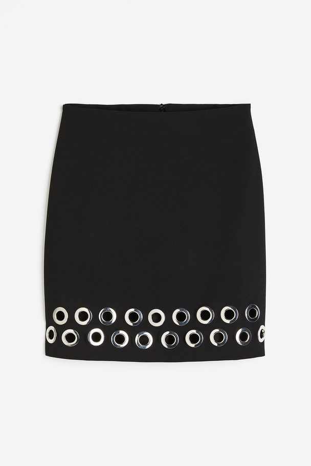 H&M Eyelet-detail Skirt Black