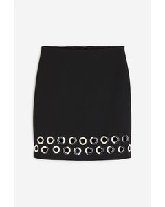 Eyelet-detail Skirt Black