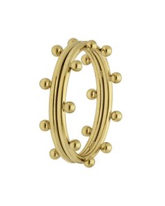 Gerecycled Stalen 18 Karaat Goldplated Ring Met Bolletjes