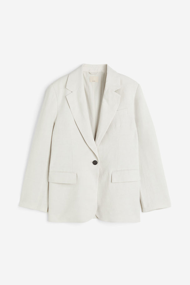 H&M Oversized Silk-blend Jacket Light Beige