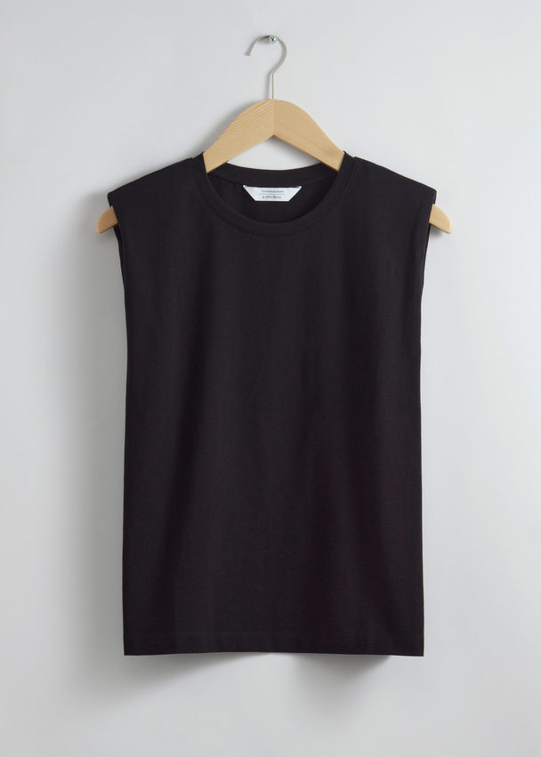 & Other Stories Padded-shoulder Tank Top Black